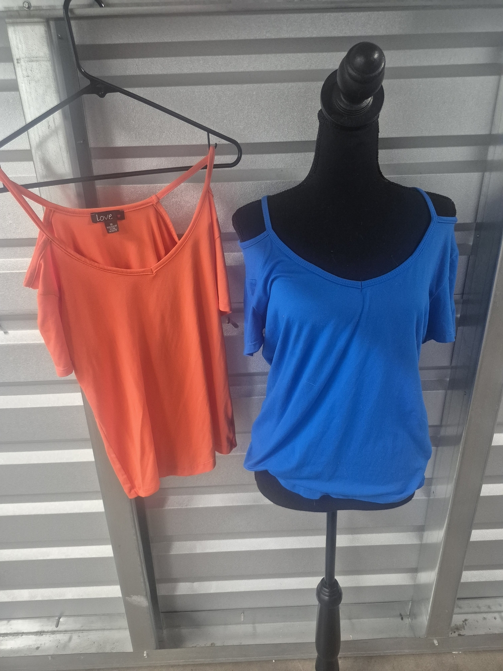 Love Brand Cold-Shoulder Spaghetti Strap Camisoles in Orange and Blue